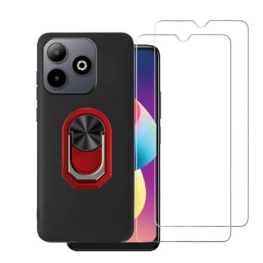 Imagem de DAMONDY Compatível com OSCAL Flat 2 capas protetoras de tela de vidro temperado, suporte de proteção contra choque de corpo inteiro, suporte de 360 anéis, capa traseira para celular OSCAL Flat 2