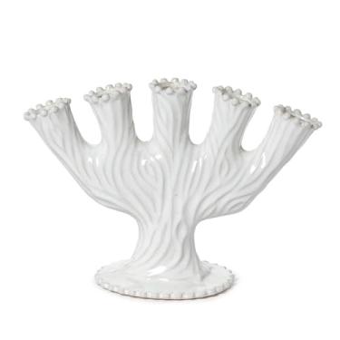 Imagem de Two's Company Vaso de 5 hastes Ribbon Reef, 35 cm, cerâmica, branco