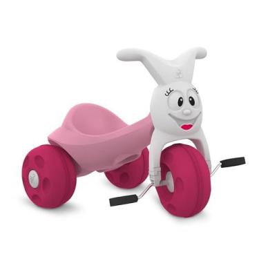 Imagem de Carrinho de Passeio Triciclo Infantil Europa Rosa Com Pedal - Bandeira