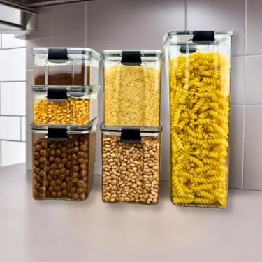 Imagem de Monte Seu Kit Pote Hermético Para Mantimentos De Cozinha Dispensa Armário Plástico(Kit 7-6 Potes)