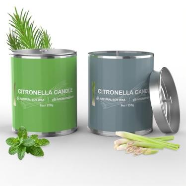Imagem de Conjunto de velas de citronela ao ar livre, pacote com 2 velas perfumadas de óleo essencial de citronela natural para pátio externo, varanda, jardim e acampamento, presentes de verão para casa, velas