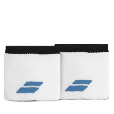 Imagem de Munhequeira Babolat Logo Curta com 02 Unidades Branco e Azul