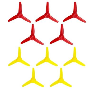 Imagem de 10PCS RC Boat DC Motor 2mm Shaft Propeller Plastic Propeller with 3-Blades Fan Shape for Fan Leaves Ship RC Boat Airplane DIY Model Toy Building Part (Yellow,Red)