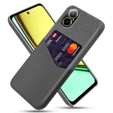 Imagem de Capa para Realme C67 4G,Anti-deslizamento,Proteção contra quedas de 360°,Resistência à impressão digital,Tela e caso de couro PU com 1 slot de cartão atrás-Gray