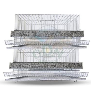 Imagem de Kit 2 Gaiola Codorna Mini Chinesa Viveiro Bateria 30 Poedeiras Completa