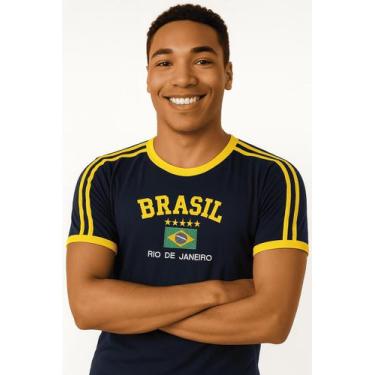 Imagem de Blusa Do Brasil Bandeira Bordada Unissex - Azul Escura - Tojoia18K, GG