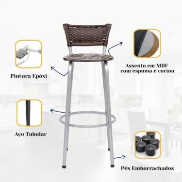 Imagem de Banqueta Bancos Cadeiras Alto Para Cozinha Gourmet Varanda Balcão Ilha
