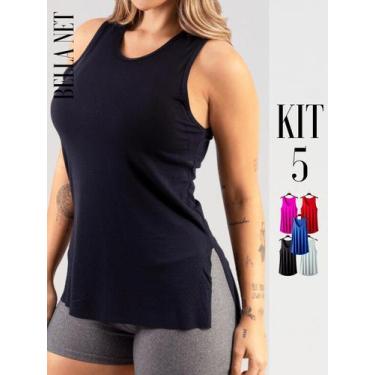 Imagem de KIT 5 Regatas Femininas para Academia Regatas Fitness Tapa Bumbum Lind