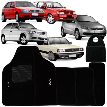 Imagem de Jogo Tapete Automotivo Carpete + Lixeira Gol Quadrado G2 G3 G4 G5 80/13 Soft Logo Preto...