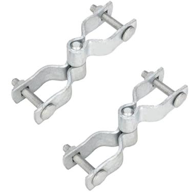 Imagem de Dreamxiang 1-3/20.3 cm x 1-3/20.3 cm Dobradiça de poste de portão de portão, pacote com 2, dobradiças de elo de corrente fêmea e macho dobradiças de aço galvanizado resistente com parafusos e porcas
