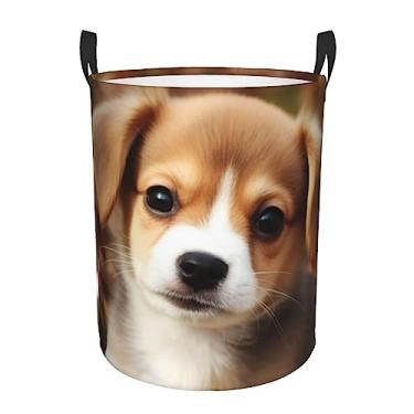 Imagem de Cachorro fofo (1) cesto de roupa suja dobrável à prova d'água cesto de armazenamento de roupas com alças pano oxford organizador de brinquedos cesta para banheiro, lavanderia, quarto, pequeno
