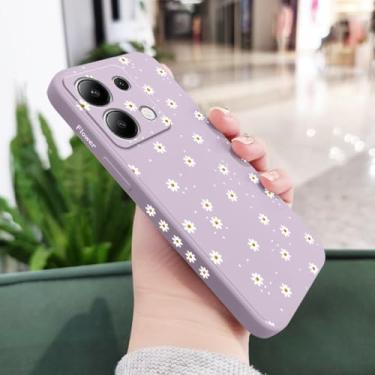 Imagem de Capa de celular com estampa de margaridas florais para Xiaomi, Redmi Note 13, 12, 12S, 11, 11S, 10, 10S, 9, 9S Pro Plus, 4G e 5G, capa de silicone líquido, roxo claro, para Note 13 5G
