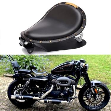 Imagem de Rebite de couro preto com rebites para assento e base de mola, kit de suporte para Harley Sportster XL 883 1200 48 (preto-rebite)
