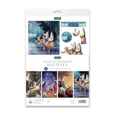 Imagem de Katy Sue Pacote de decoupage cortado para presépio 12 folhas de papel de decoupage pré-cortadas para suprimentos de fabricação de cartões de Natal com imagens dos 3 homens sábios, estábulos, pastores