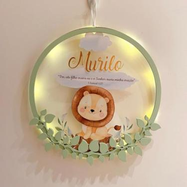 Imagem de Enfeite Porta Maternidade Led Leão 1 Acrílico e Espelho