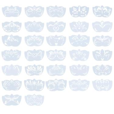 Imagem de lasuroa 32unid Estênceis para Pintura Facial, Modelo de Pintura Facial com Padrões Vazados Kit de Estênceis Reutilizáveis Pinturas Face e Corporal para Maquiagem Infantil Festa Halloween Feriado
