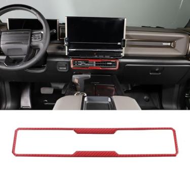 Imagem de Adesivo de acabamento de moldura de ventilação de ar condicionado para console central Yinanlutos compatível com Hummer EV 2024 2025 acessórios de fibra de carbono macia painel de ventilação CA