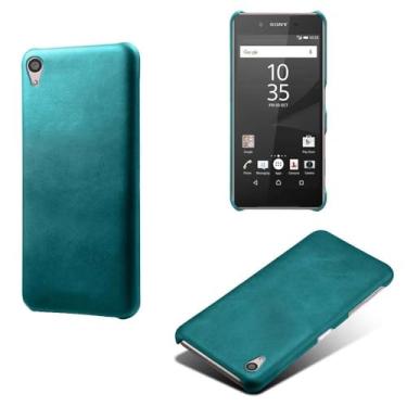 Imagem de Capa para Sony Xperia Z5,Proteção contra quedas,Casca de volta de cor sólida simples,Design de couro de imitação de plástico-Green
