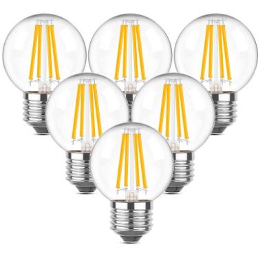 Imagem de Lâmpada LED Grensk G16.5 Small Globe 4W 2700K E26, pacote com 6