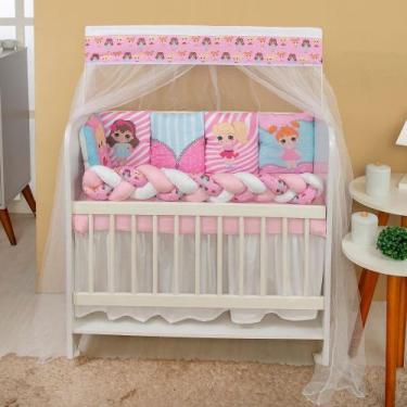 Imagem de Kit Mini Berço 13 peças para Bebê Menina Bonequinhas - AVM Enxovais