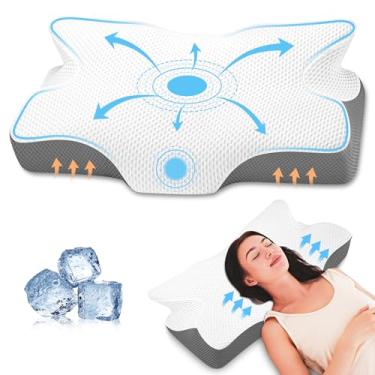 Imagem de Anvo Almofada cervical para alívio da dor no pescoço, travesseiros de espuma viscoelástica para dor no pescoço e ombro, design ergonômico ortopédico para dormir, adequado para dormir nas costas e no
