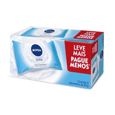Imagem de NIVEA Sabonete em Barra Hidratante Leite Promo 6 un. 85g - Com fragrância suave e espuma cremosa, esse sabonete limpa e mantém a pele hidratada após o banho