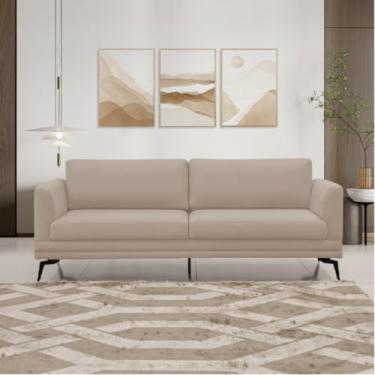 Imagem de Sofá Living Elegante Poemme 2,20mt Pé De Ferro - Veludo Bege