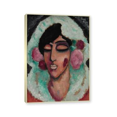 Imagem de NHLDZYH Moldura de champanhe. Impressões de arte Alexej von Jawlensky - Pintura de retrato - (anel de inverno com cabeça abstrata) - Pôster de decoração de parede vintage. 40 x 56 cm - 15,7 x 20,1 pol