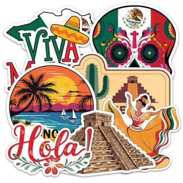 Imagem de Adesivo México 8 peças (tamanho grande) adesivos de vinil para laptop decalque à prova d'água para para-choques de carro, garrafa de água, caderno, bagagem, janela, festa, aniversário, decorações