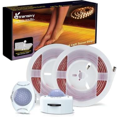Imagem de Vansky Luz de cama ativada por movimento, tira de LED flexível, sensor de movimento, luz noturna, iluminação de cabeceira com temporizador de desligamento automático (brilho suave e quente), kit de