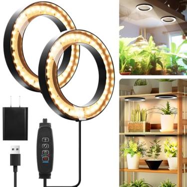Imagem de Mosthink Luzes de cultivo de teto de 16 cm para plantas de interior, 144 LEDs de espectro total, lâmpada de cultivo sob armário com temporizador automático, 10 níveis reguláveis, 3 modos com tampa