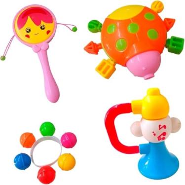 Imagem de Kit Chocalho Brinquedo Infantil Interativo Divertido Bebê Criança