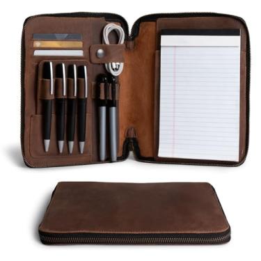 Imagem de Leather Worx, Caderno rústico A5 (14,6 x 21 cm) fichário, pasta executiva para escritório, agenda pessoal para homens e mulheres, couro de flor integral, feito à mão, marrom Bourbon