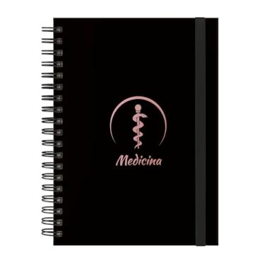 Imagem de Caderno Colegial Plus 12 Matérias Profissões Medicina (Preto e Rosê)