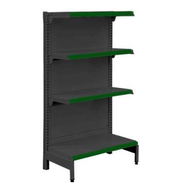 Imagem de Gôndola Prateleira Preta 4 Níveis 40x30 New Plus 1,40 Ponta Pe Verde -