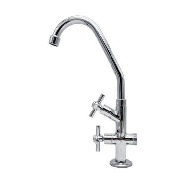 Imagem de Torneira Tanque Maquina Mesa Bancada Duas Saídas Mangueira Cromada - S