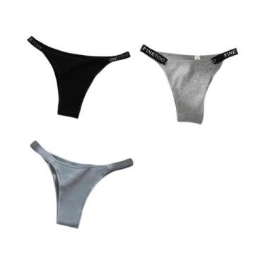 Imagem de Conjunto De 3 Calcinhas Femininas De Algodão, Tanga Sexy, Lingerie Ínt