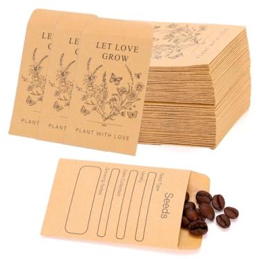 Imagem de FYSUIMU 200 pacotes de sementes de lembrancinhas de casamento primavera verão deixe o amor crescer flores silvestres envelope autoadesivo kraft sementes bolsos de armazenamento para jardim, escritório