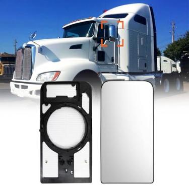 Imagem de Sterlix Vidro espelhado para Kenworth T660 T600 T370 Vidro retrovisor superior aquecido para substituição T660 T600 T370 motorista/esquerda e passageiro/lado universal direito
