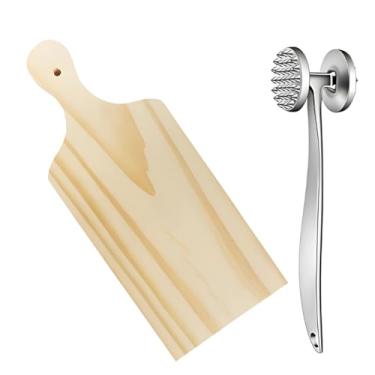 Imagem de Kit Tábua de Corte e Martelo de Carne em Liga de Zinco, Conjunto para Amaciamento de Carnes