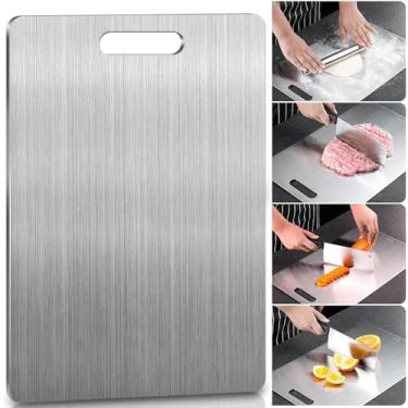 Imagem de Tábua de Corte em Titânio 46x30cm – Para Carne, Cozinha e Alimentos, Inox Resistente, Ideal para Cortes de Carne e Preparos Gerais
