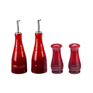 Imagem de Conjunto de Galheteiro com Saleiro e Pimenteiro Vermelho