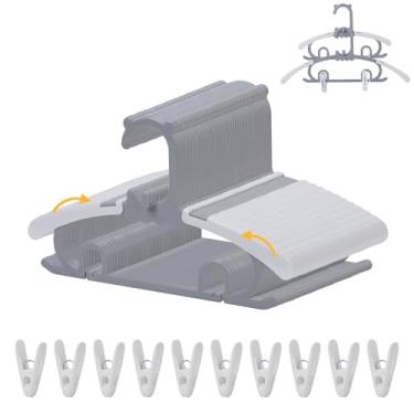 Imagem de Pacote com 50 cabides de roupas de bebê, ajustáveis de 28 a 38 cm, com 20 clipes, cabides multifuncionais para meninas, meninos e crianças (cinza)