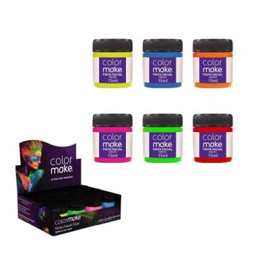 Imagem de Kit 6 Tintas Neon Colormake 15ml Maquiagem Artística Festa Fantasia Ca