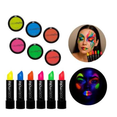 Imagem de Kit 6 Batons Neon 6 Pancakes Colormake Maquiagem Artística Festa Fanta