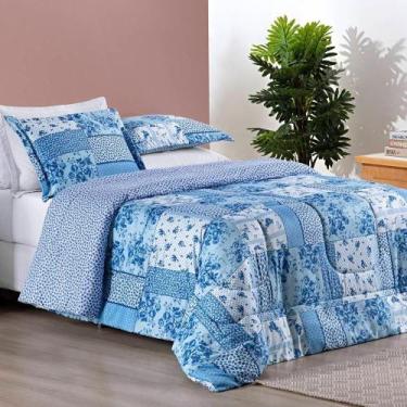 Imagem de Kit Edredom Dupla Face Super King Bouti 03 Peças - Azul Sereno - BIA E