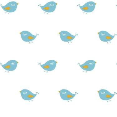 Imagem de Papel De Parede Infantil Passarinhos Branco E Azul Ff4006 - OUTRAS MAR