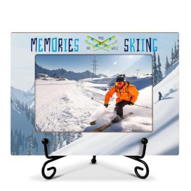 Imagem de ltazhyi Moldura de esqui, lembranças são feitas enquanto esquia, moldura de madeira com suporte, presentes de lua de mel para casais, 10 x 15 cm, decoração de mesa de escritório em casa, 21