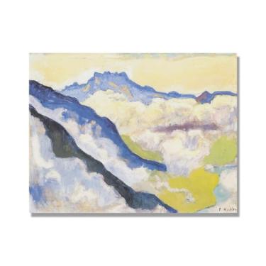 Imagem de Pinturas a óleo famosas, (paisagem 11) por Ferdinand Hodler, reprodução impressa em tela, arte de cenário para decoração de sala de estar. Somente tela de 70 x 90 cm - 27,6 x 35,4 pol