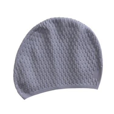 Imagem de Generic Touca de natação, touca de banho, proteção auricular para piscina, chapéu de banho à prova d'água, equipamento de natação para homens e mulheres, Cinza